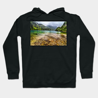 Lake in mountains, in a rainy day Hoodie